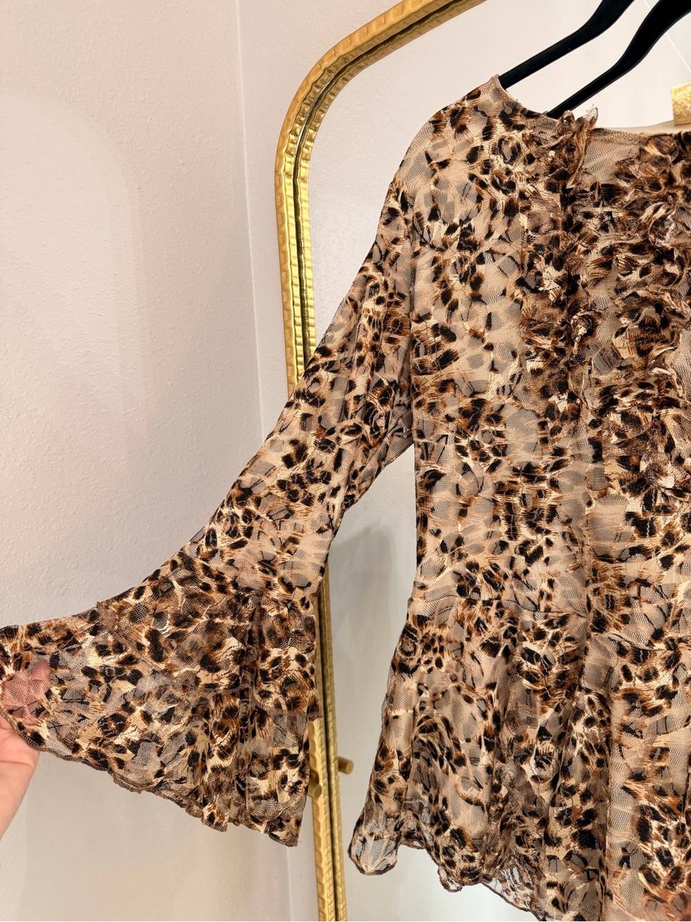 Womens Brown Leopard Print Tunic Top - Picture 2 of 4